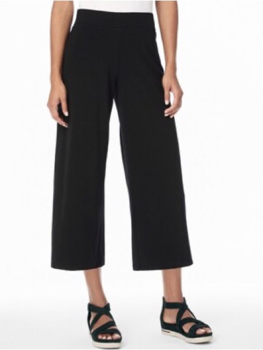 Eileen Fisher Black Wide-Leg Crop Pants
